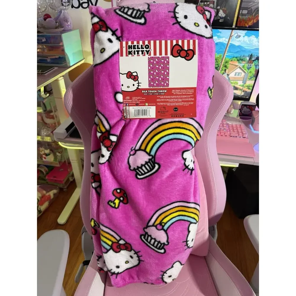 Hello Kitty Throw Blanket Silk Touch Pink Meow Rainbow Cupcake 2025 Sanrio